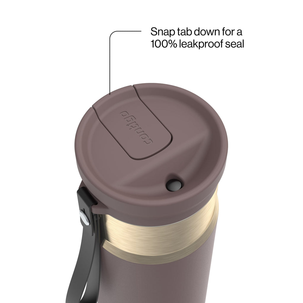 Contigo SnapSeal Leakproof Stainless Steel Reusable Water Bottle with Carrying Strap, Dark Blue/Bronze, 24 oz - B9LM