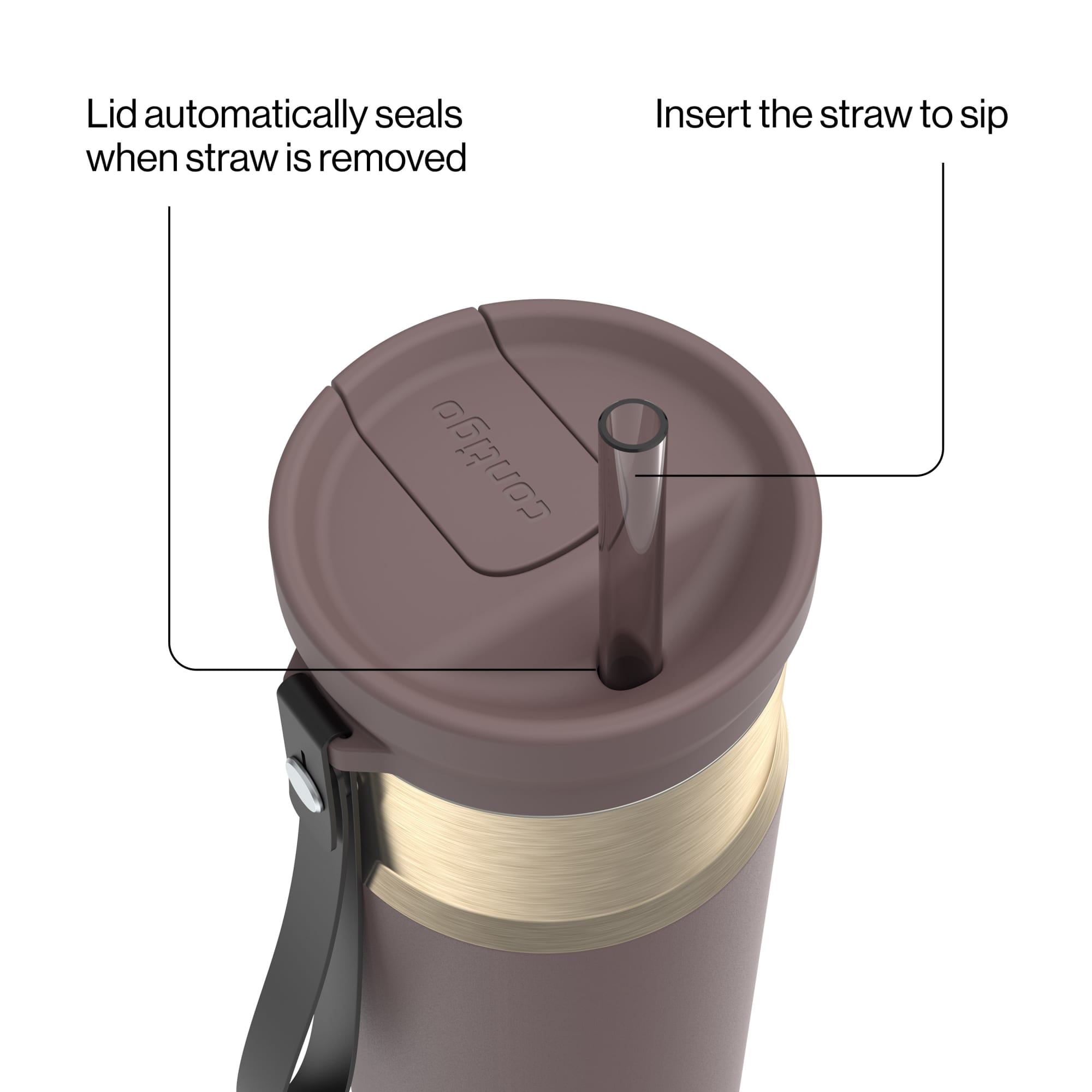 Contigo SnapSeal Leakproof Stainless Steel Reusable Water Bottle with Carrying Strap, Dark Blue/Bronze, 24 oz - B9LM