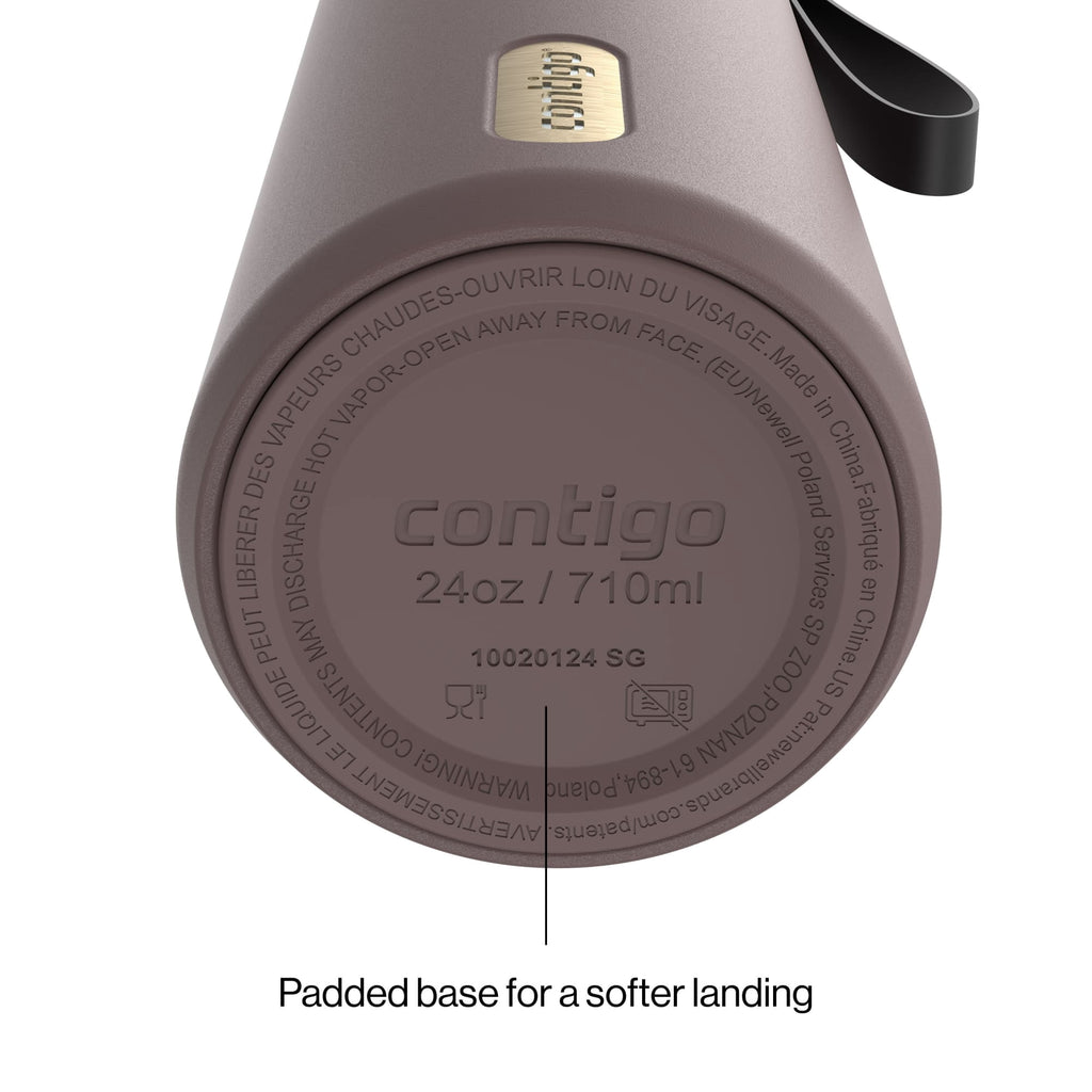 Contigo SnapSeal Leakproof Stainless Steel Reusable Water Bottle with Carrying Strap, Dark Blue/Bronze, 24 oz - B9LM