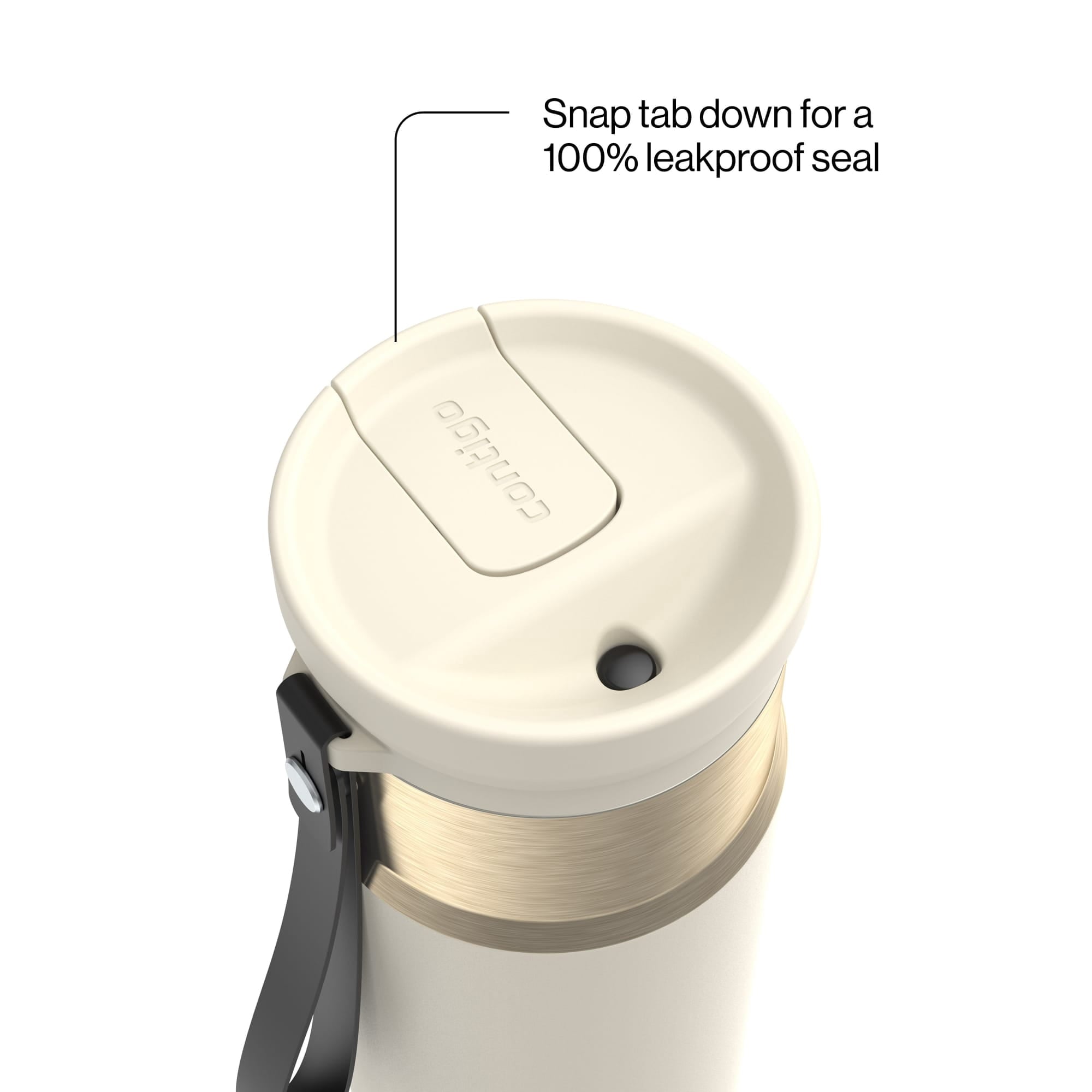 Contigo SnapSeal Leakproof Stainless Steel Reusable Water Bottle with Carrying Strap, Dark Blue/Bronze, 24 oz - B9LM
