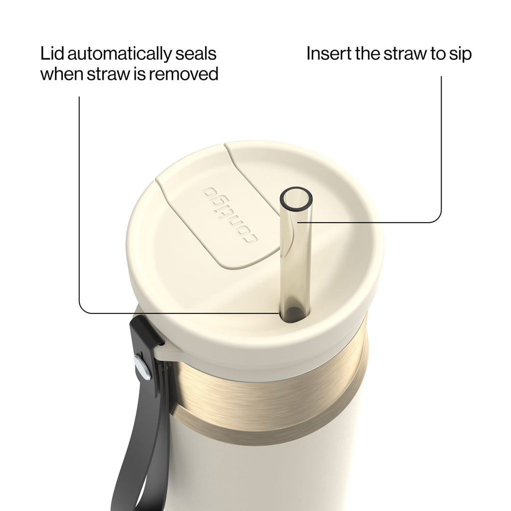 Contigo SnapSeal Leakproof Stainless Steel Reusable Water Bottle with Carrying Strap, Dark Blue/Bronze, 24 oz - B9LM
