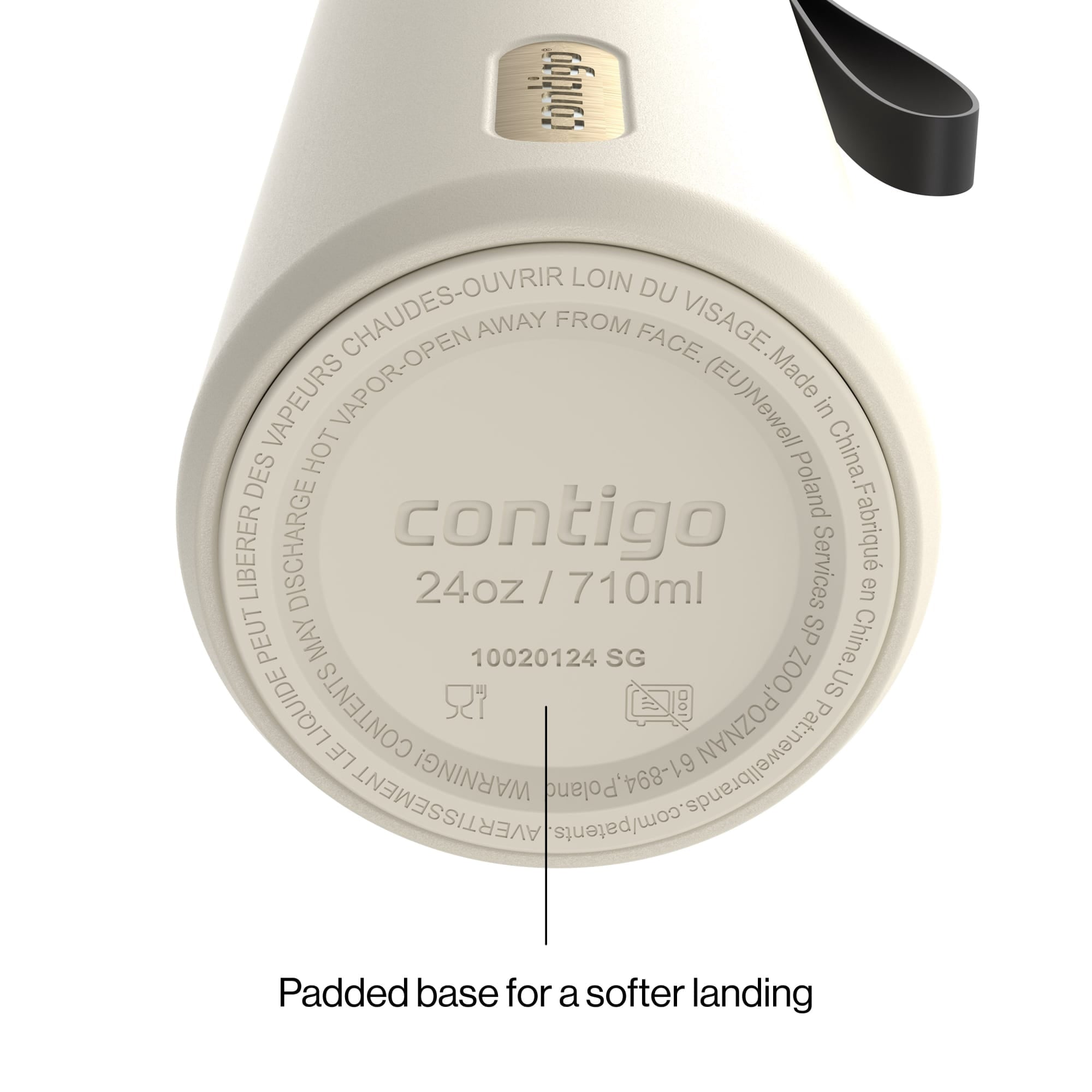 Contigo SnapSeal Leakproof Stainless Steel Reusable Water Bottle with Carrying Strap, Dark Blue/Bronze, 24 oz - B9LM