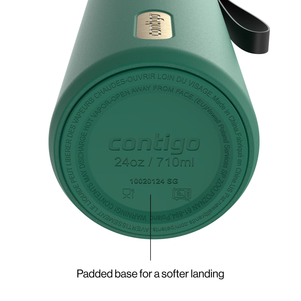 Contigo SnapSeal Leakproof Stainless Steel Reusable Water Bottle with Carrying Strap, Dark Blue/Bronze, 24 oz - B9LM