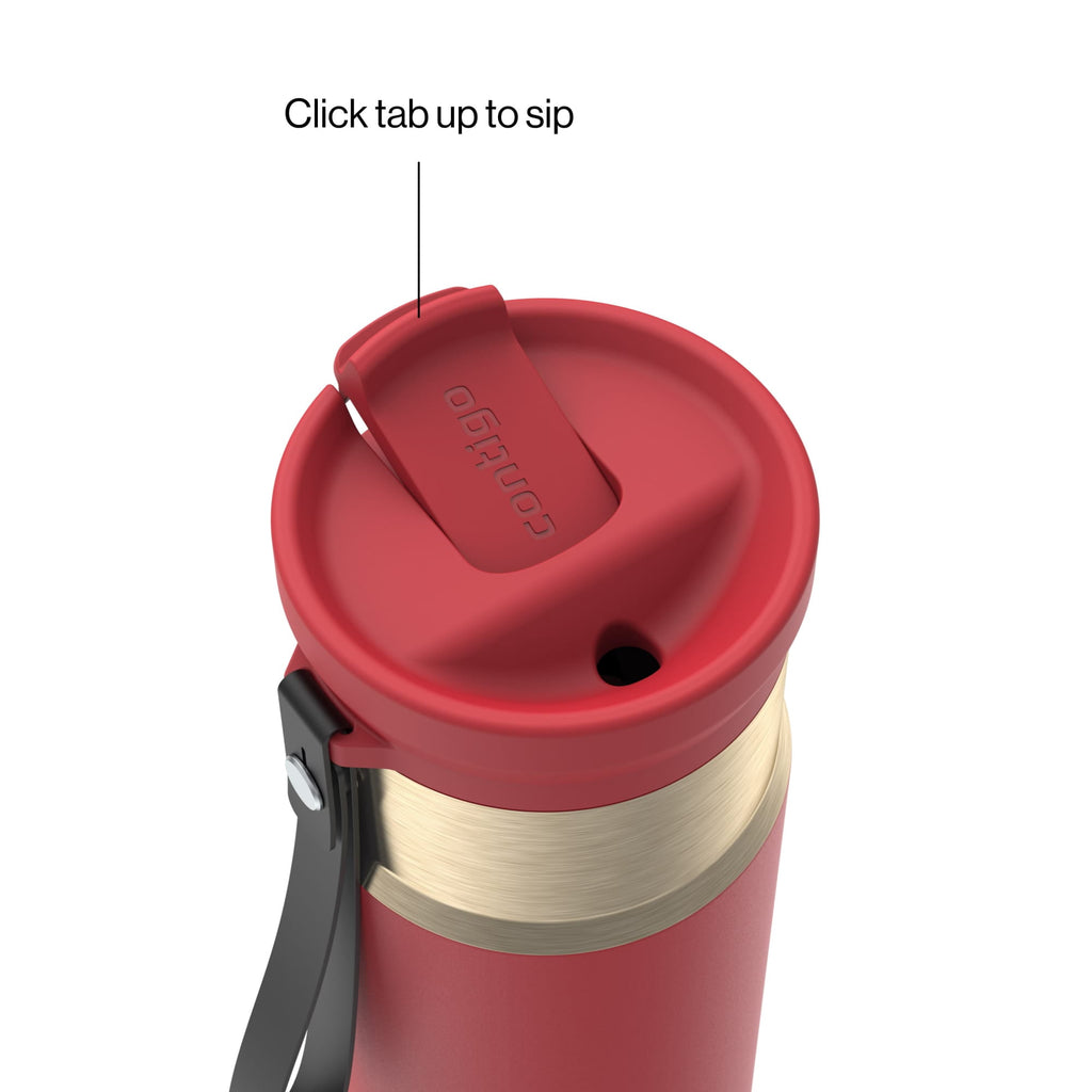 Contigo SnapSeal Leakproof Stainless Steel Reusable Water Bottle with Carrying Strap, Dark Blue/Bronze, 24 oz - B9LM