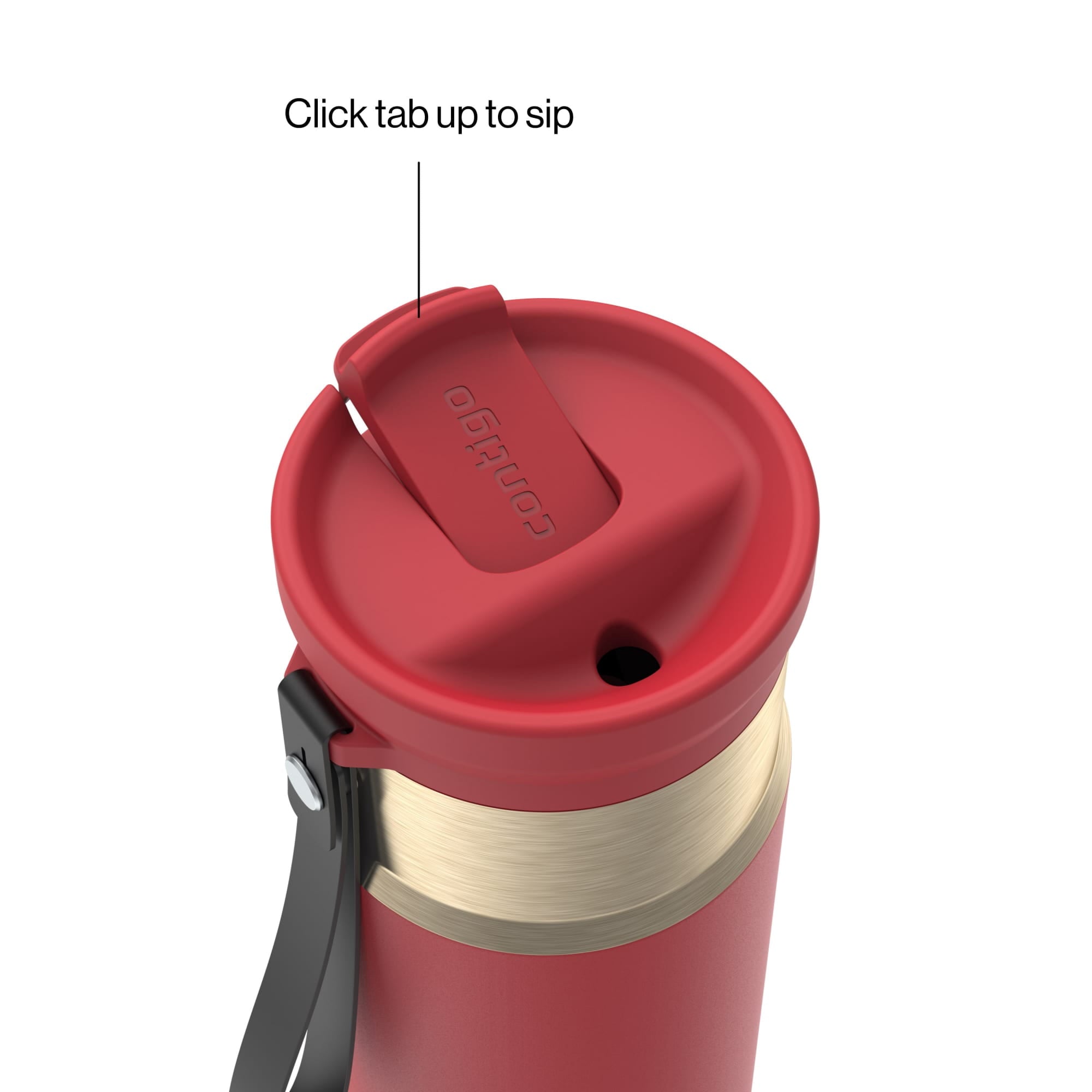 Contigo SnapSeal Leakproof Stainless Steel Reusable Water Bottle with Carrying Strap, Dark Blue/Bronze, 24 oz - B9LM
