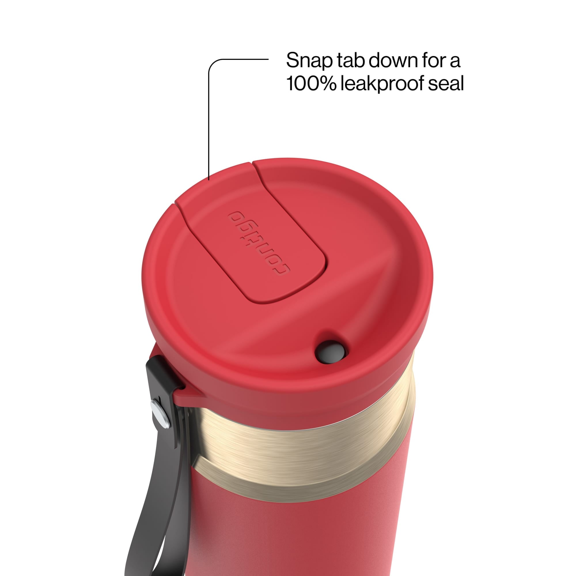 Contigo SnapSeal Leakproof Stainless Steel Reusable Water Bottle with Carrying Strap, Dark Blue/Bronze, 24 oz - B9LM