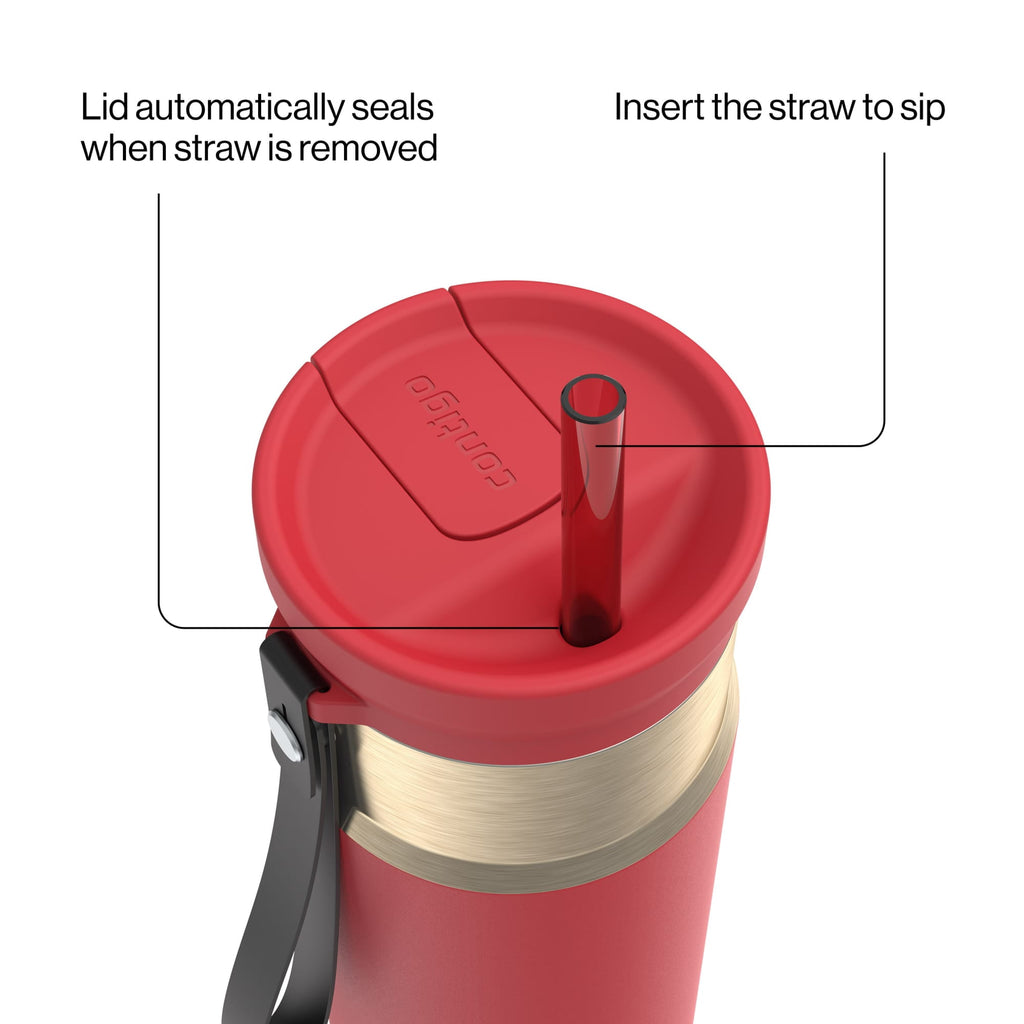 Contigo SnapSeal Leakproof Stainless Steel Reusable Water Bottle with Carrying Strap, Dark Blue/Bronze, 24 oz - B9LM