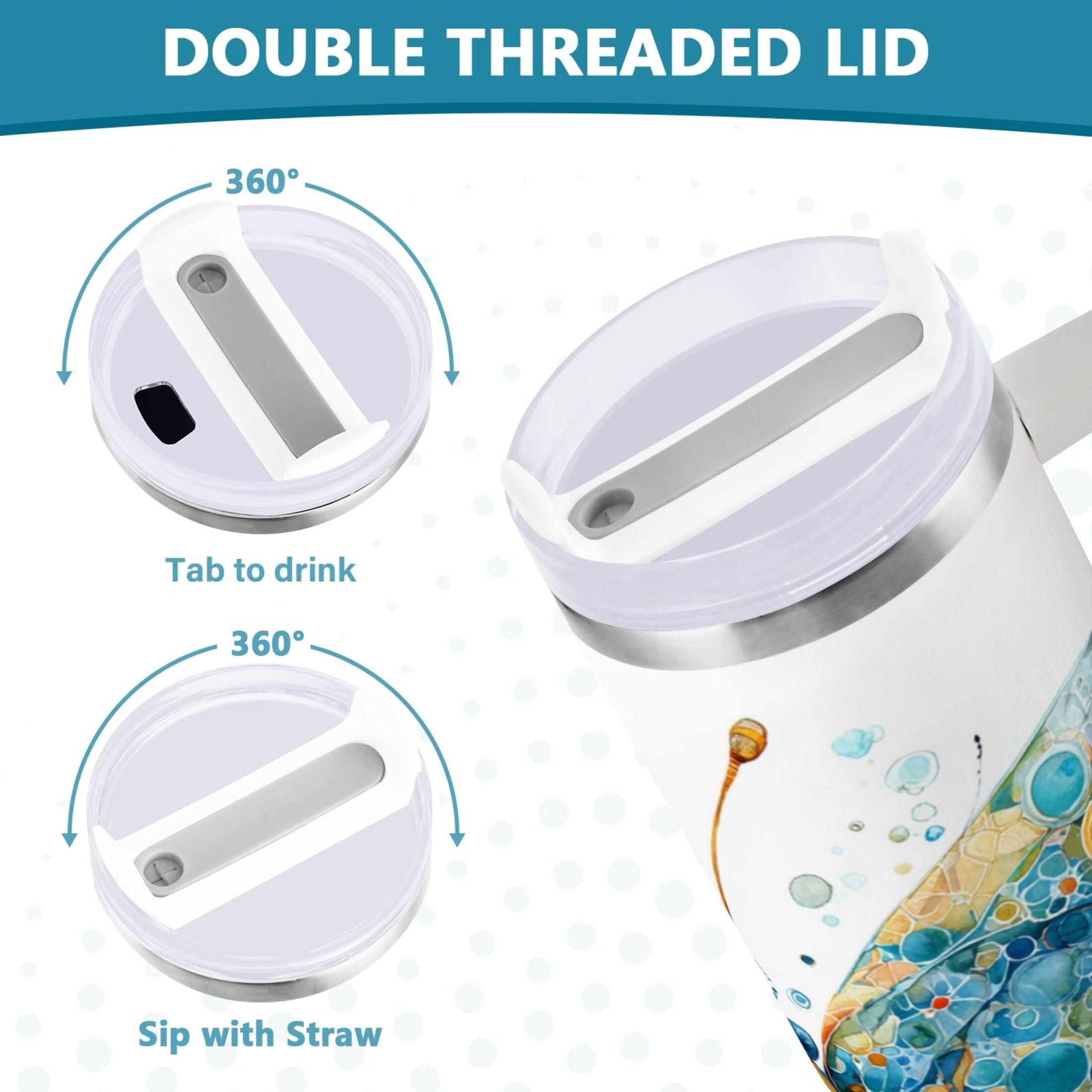40 oz Insulated Stainless Steel Tumbler Double Wall Stainless Steel Tumbler with 2-Way Drinking Intricately Butterfly - UUM8