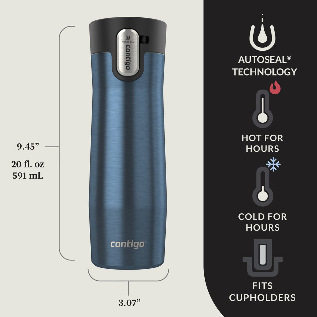 Contigo AUTOSEAL West Loop Vacuum-Insulated Stainless Steel Travel Mug with Easy-Clean Lid, 20 oz - 9H9E