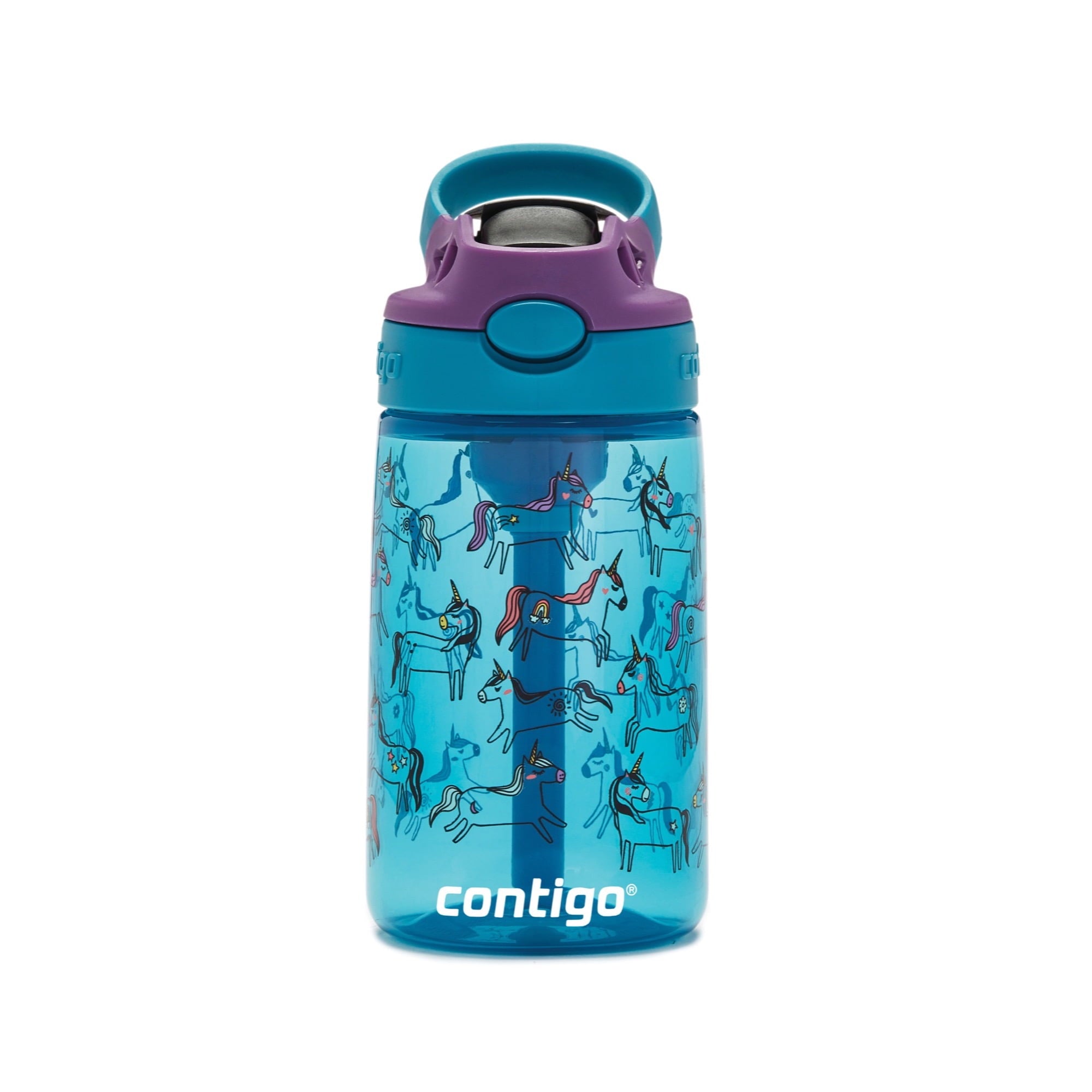 Contigo Kids AUTOSPOUT Straw Water Bottle with Easy-Clean Lid, 14 oz., Juniper Unicorns - FG68