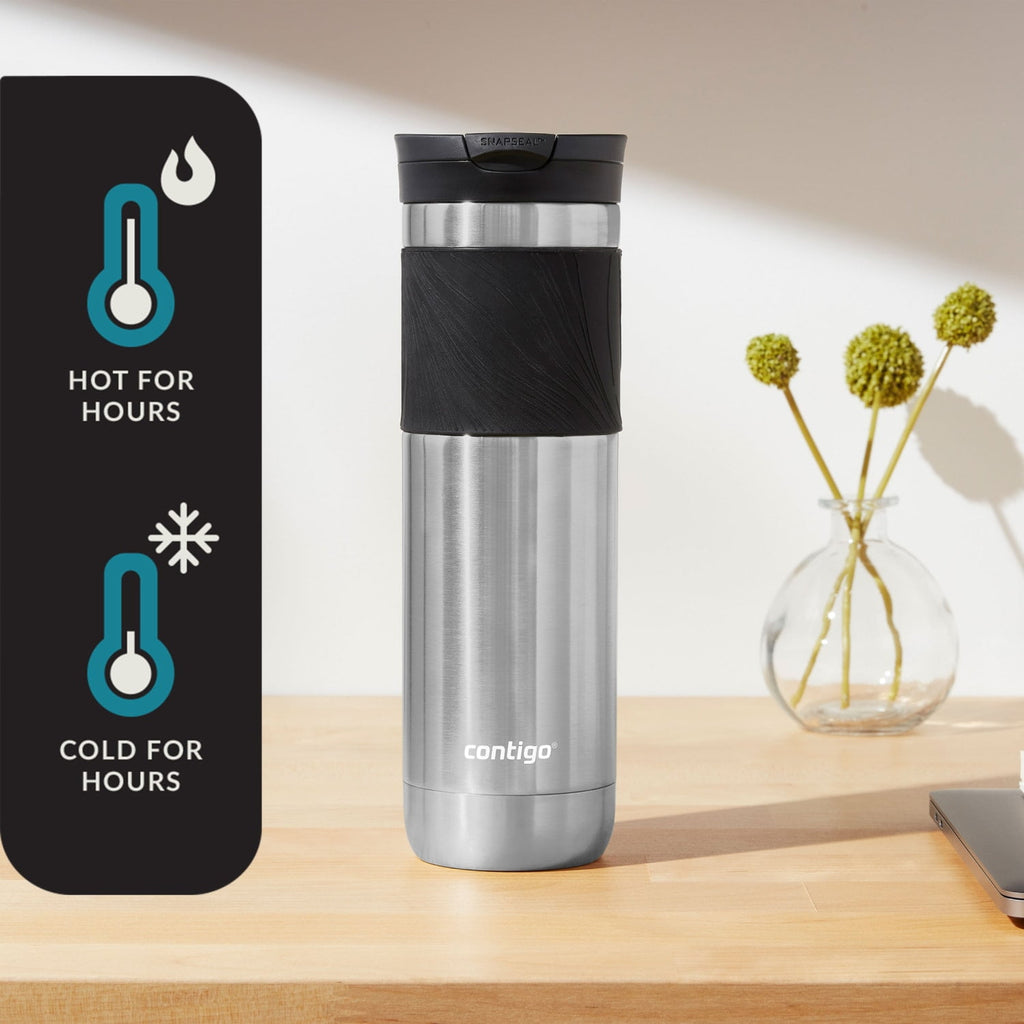 Contigo Byron 2.0 Stainless Steel Travel Mug with SNAPSEAL Lid and Grip in Black, 24 fl oz. - 6Q2C