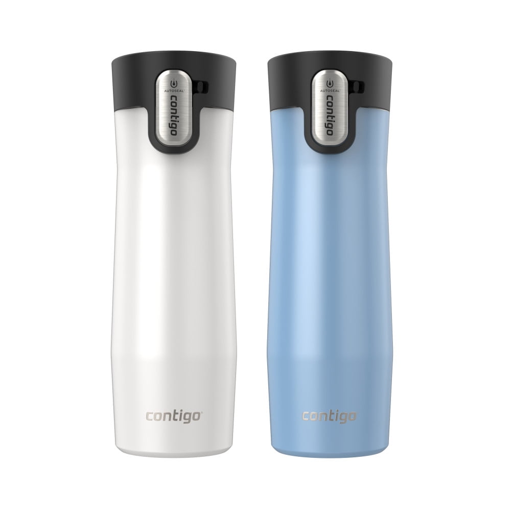 Contigo AUTOSEAL West Loop Vacuum-Insulated Stainless Steel Travel Mug with Easy-Clean Lid, 20 oz, Crystal Lakeside &amp; Crystal Agave, 2-Pack - 9N5U
