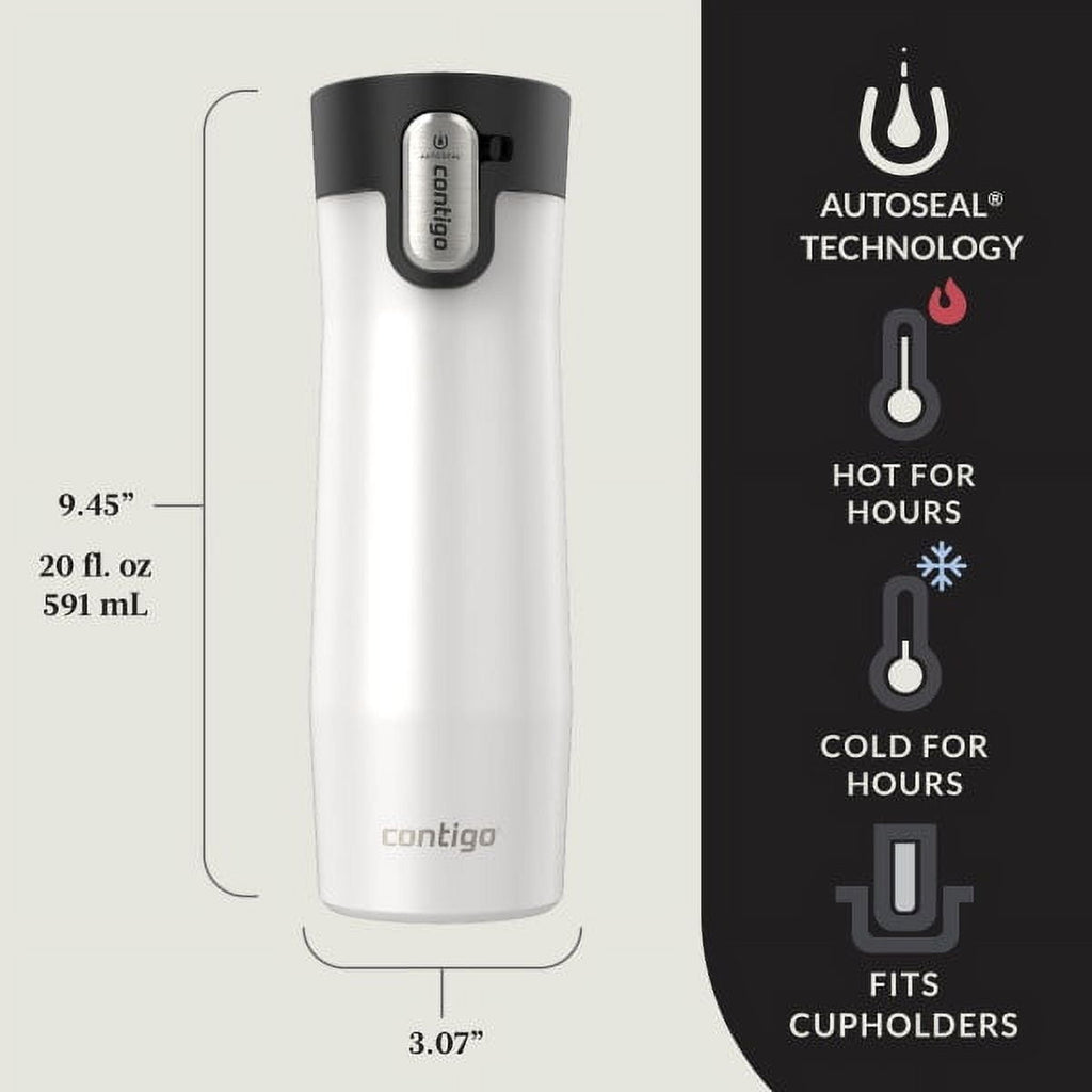 Contigo AUTOSEAL West Loop Vacuum-Insulated Stainless Steel Travel Mug with Easy-Clean Lid, 20 oz, Crystal Lakeside &amp; Crystal Agave, 2-Pack - 9N5U