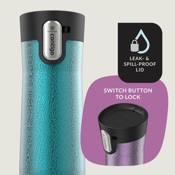 Contigo AUTOSEAL West Loop Vacuum-Insulated Stainless Steel Travel Mug with Easy-Clean Lid, 20 oz, Crystal Lakeside &amp; Crystal Agave, 2-Pack - 9N5U