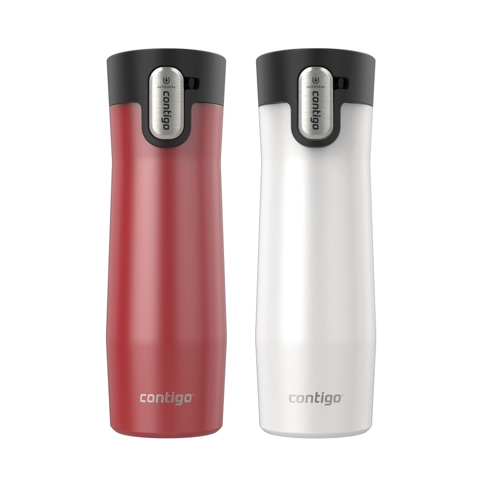 Contigo AUTOSEAL West Loop Vacuum-Insulated Stainless Steel Travel Mug with Easy-Clean Lid, 20 oz, Crystal Lakeside &amp; Crystal Agave, 2-Pack - 9N5U