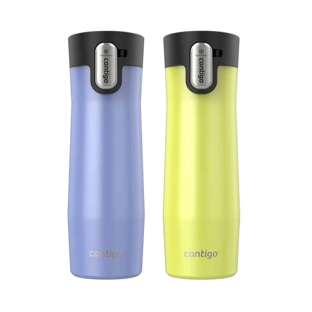 Contigo AUTOSEAL West Loop Vacuum-Insulated Stainless Steel Travel Mug with Easy-Clean Lid, 20 oz, Crystal Lakeside &amp; Crystal Agave, 2-Pack - 9N5U