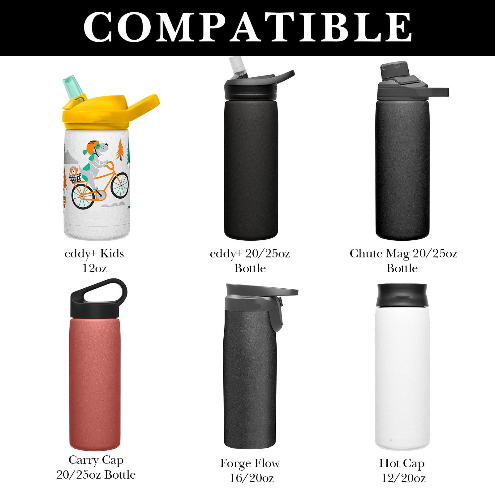 Linkidea 6 Pack Water Bottle Bottom Pad Compatible with CamelBak eddy+ Steel Bottle 20/25oz, Chute Mag Bottle, Silicone Anti-Slip Waterbottle Base Silencer Rubber Protector - U4MW