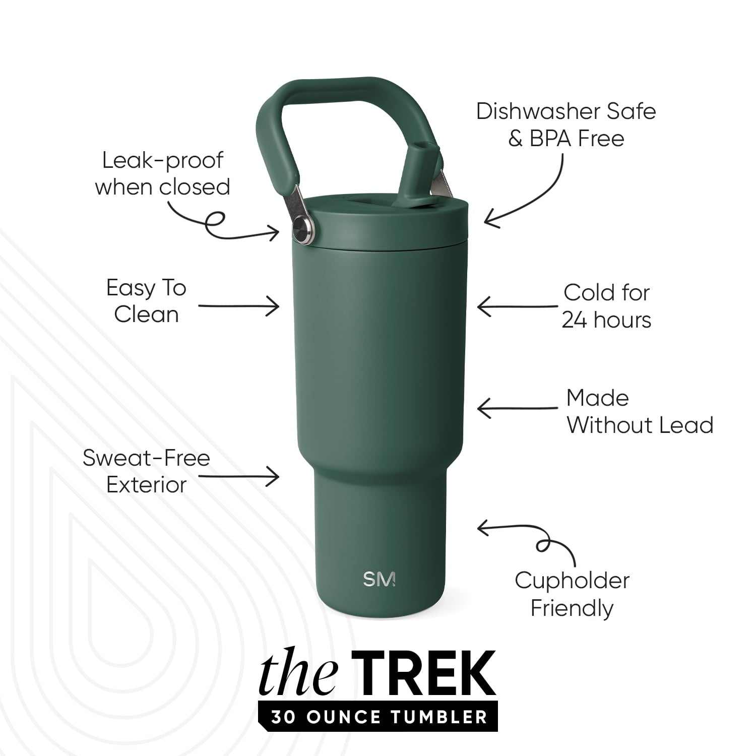 Simple Modern 30 fl oz Insulated Stainless Steel Trek Pivot Tumbler with Straw Lid and Top Handle|Forest - LCNF