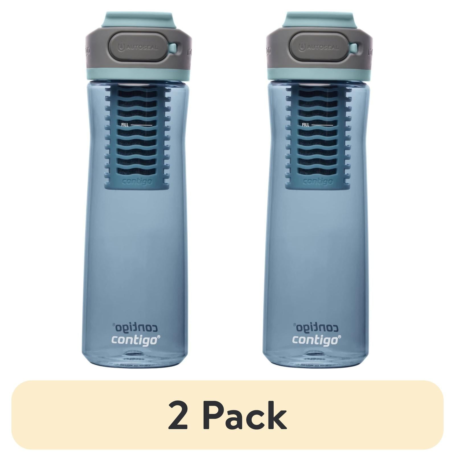 (2 pack) Contigo Clybourn Plastic FreeFlow Filter Water Bottle with AUTOSEAL Lid 24 oz., Dark Ice, with Replacable Filter - HGCF