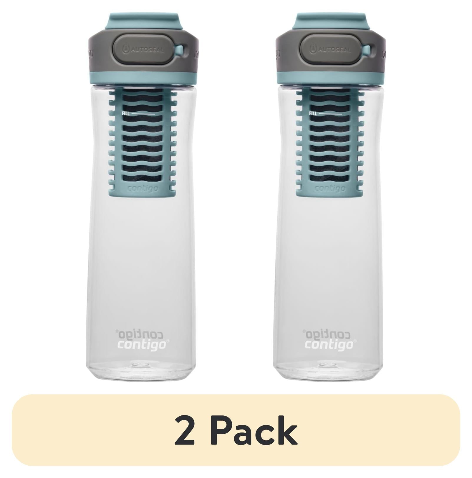 (2 pack) Contigo Clybourn Plastic FreeFlow Filter Water Bottle with AUTOSEAL Lid 24 oz., Salt, with Replacable Filter - 4VL8