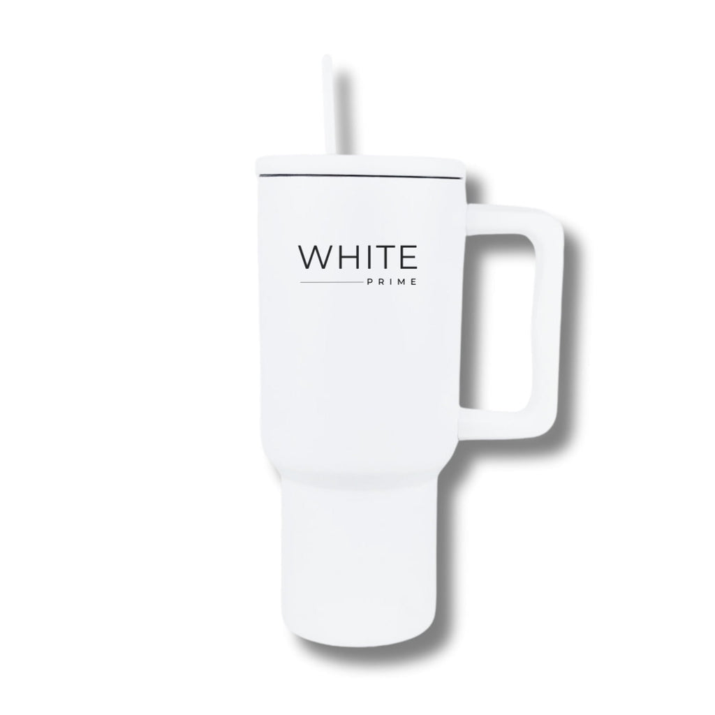 Tumbler 30 oz – Stainless Steel Cup with Handle and Lid | White Prime - SNEU