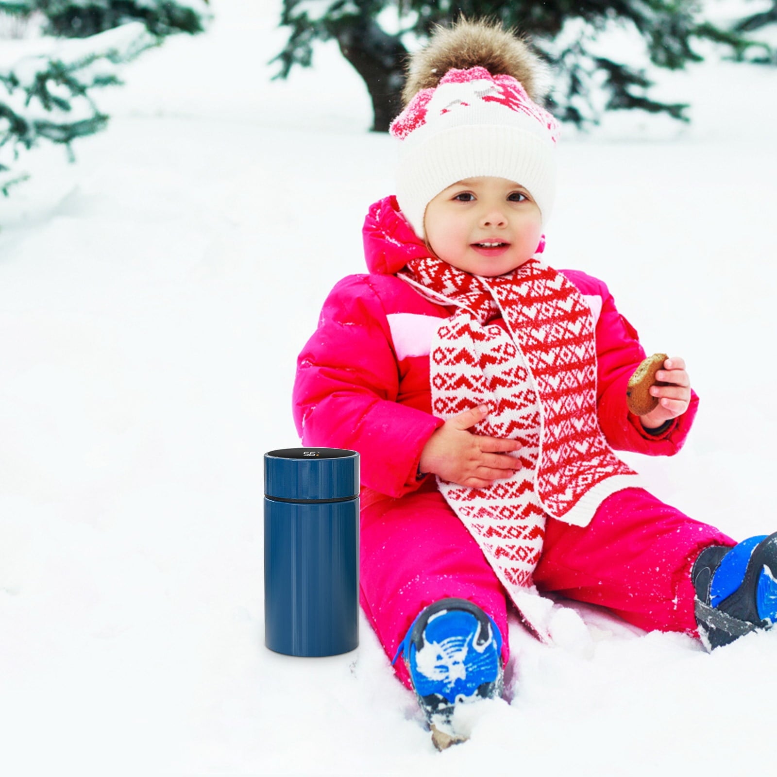 Stainless Steel Insulation Cup Cute Mini Portable Children Student Water Bottle Coffee Travel Mug LED Temperature Display Double Walled Vacuum Long Lasting Insulation - G4N6