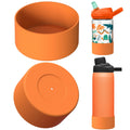 Linkidea 2 Pack Water Bottle Boot Compatible with CamelBak Eddy+20oz/25oz, Chute Mag 20oz/25oz, Carry Cap, Silicone Anti-Slip Bottle Bottom Bumper Protector (Orange) - WHY4