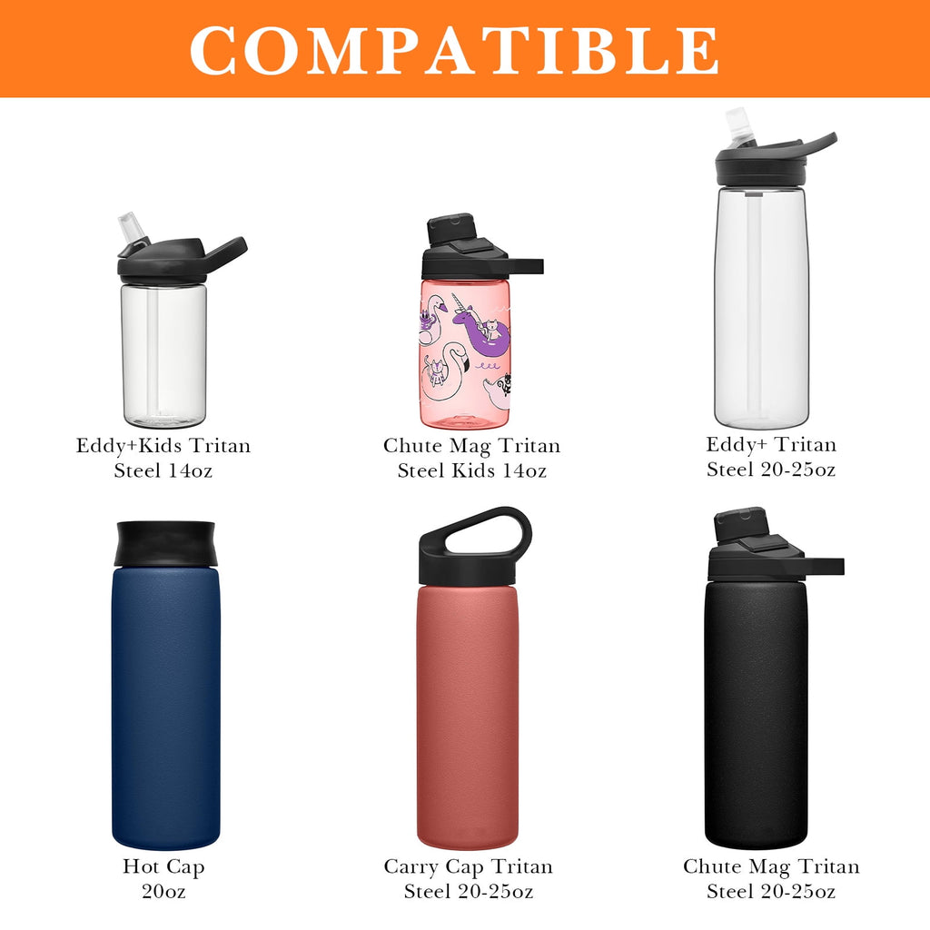 Linkidea 2 Pack Water Bottle Boot Compatible with CamelBak Eddy+20oz/25oz, Chute Mag 20oz/25oz, Carry Cap, Silicone Anti-Slip Bottle Bottom Bumper Protector (Orange) - WHY4