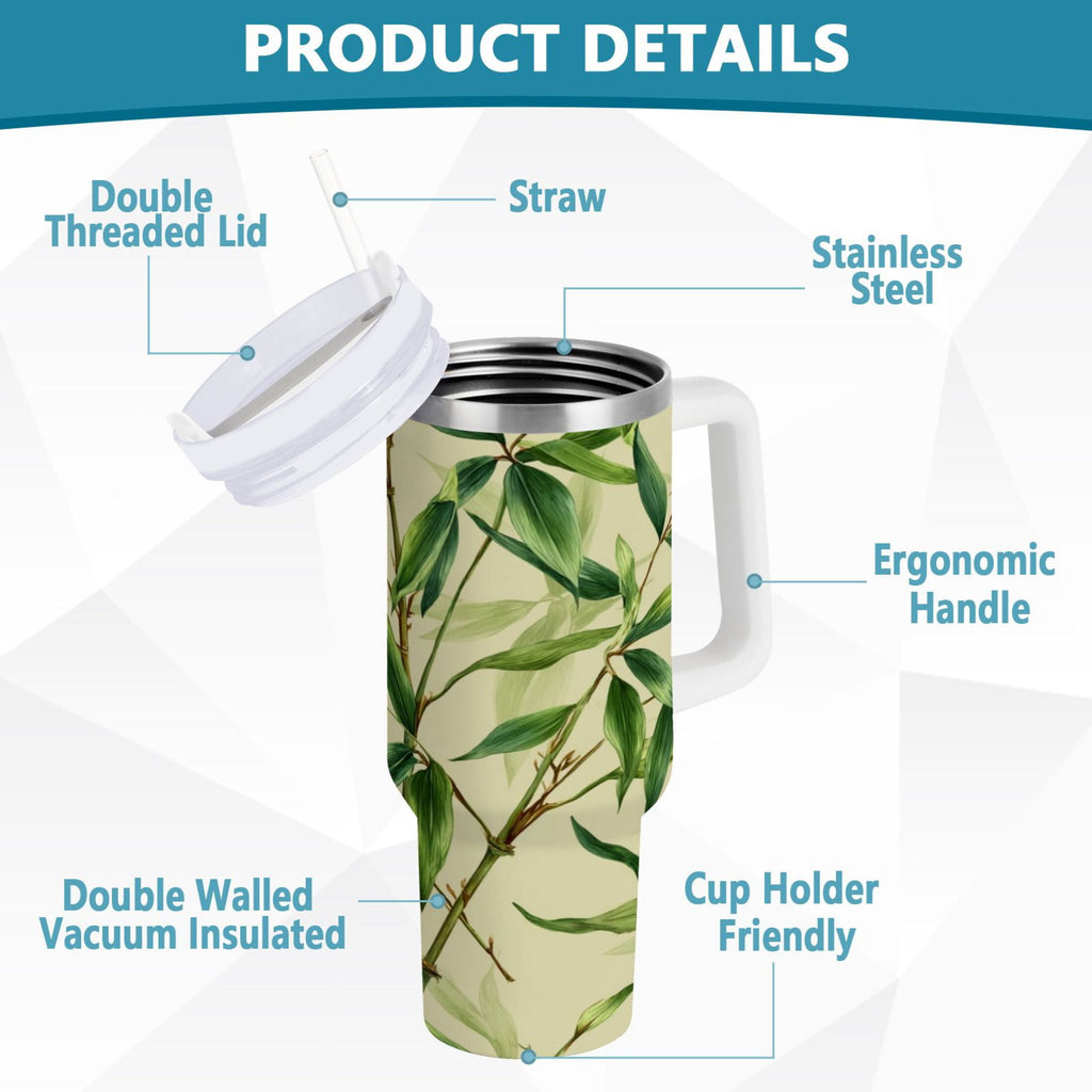 30 oz Insulated Stainless Steel Tumbler Double Wall Stainless Steel Tumbler with 2-Way Drinking Bamboo Pattern - 2ERO