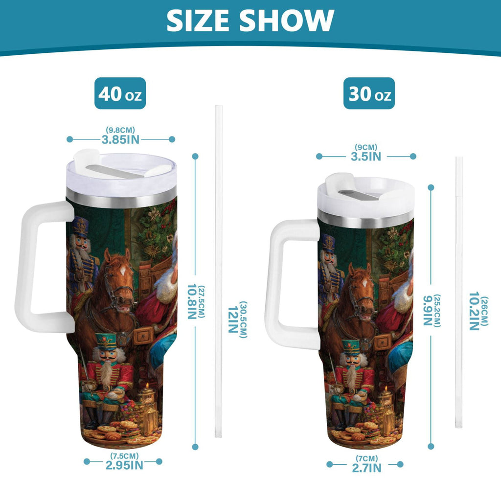 40 oz Insulated Stainless Steel Tumbler Double Wall Stainless Steel Tumbler with 2-Way Drinking Santa Eating Cookies - UMPP
