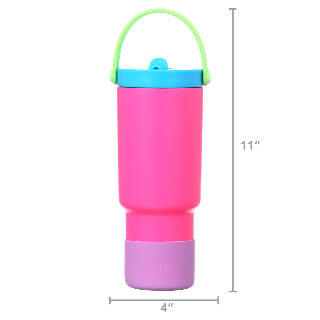 Simple Modern 24 fl oz Insulated Stainless Steel Trek Pivot Tumbler with Straw Lid and Top Handle|Seaside Blue - H6HD