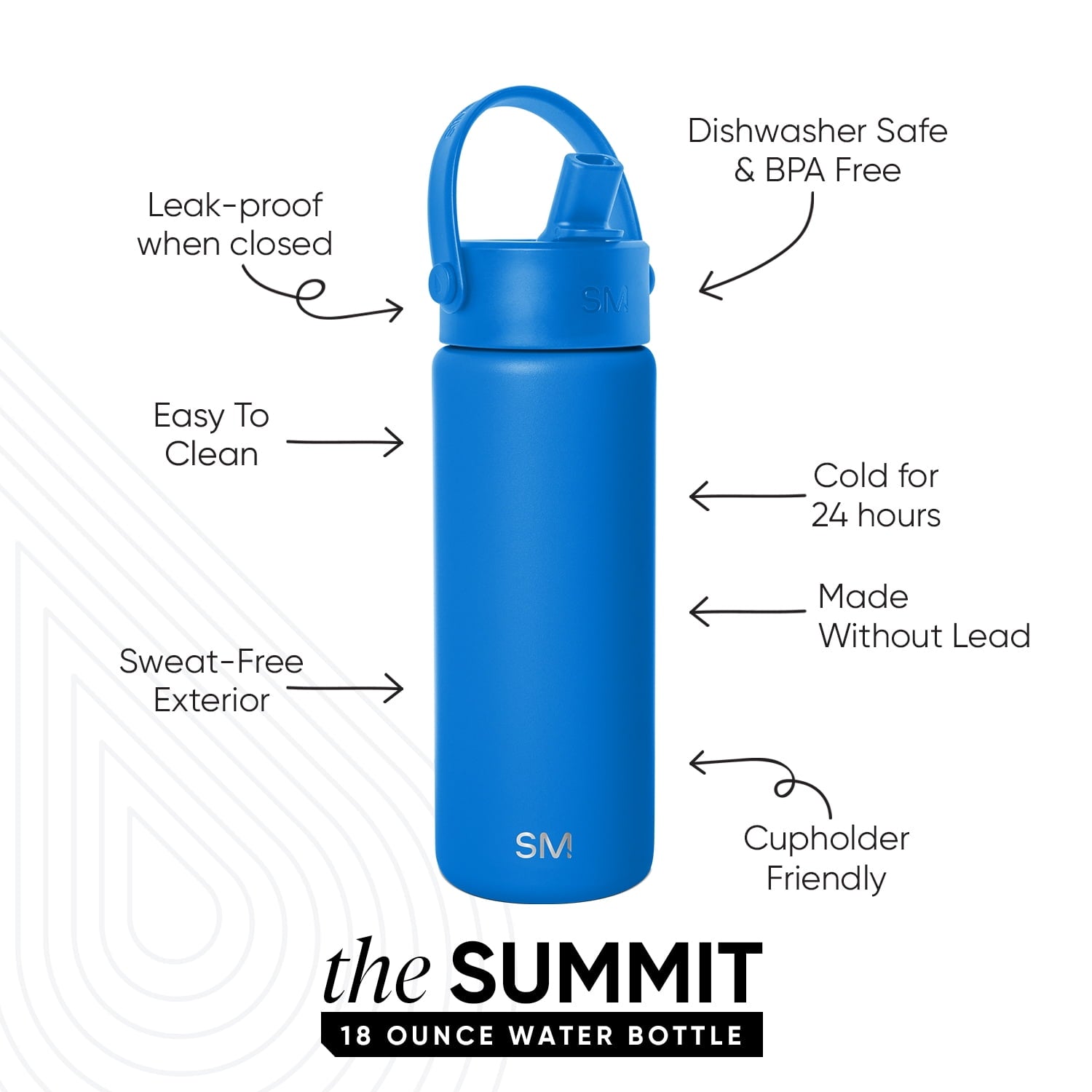 Simple Modern 18 fl oz Insulated Stainless Steel Summit Wide Mouth Water Bottle with Handle and Straw Lid|Black and White Checkmate - AUOG