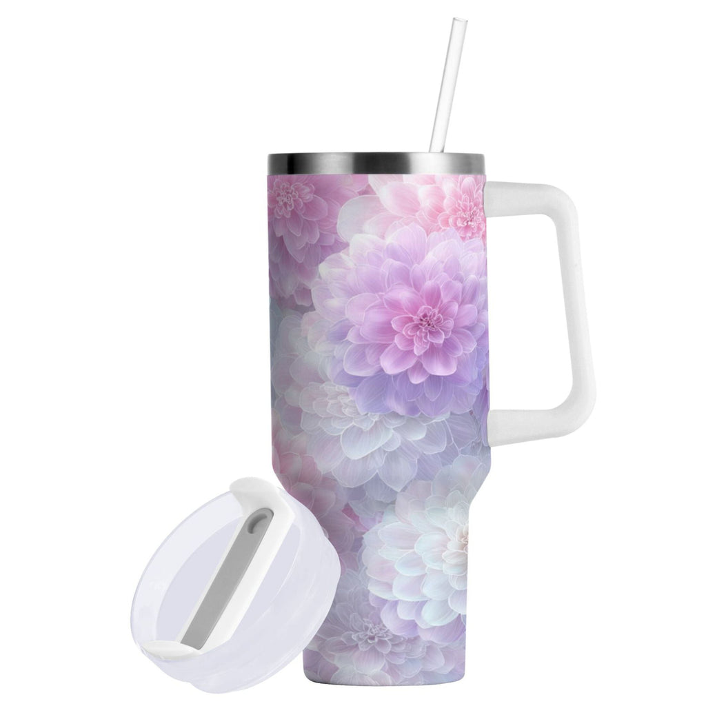 30 oz Insulated Stainless Steel Tumbler Double Wall Stainless Steel Tumbler with 2-Way Drinking Cute Pastel Watercolor Floral - 3IDJ