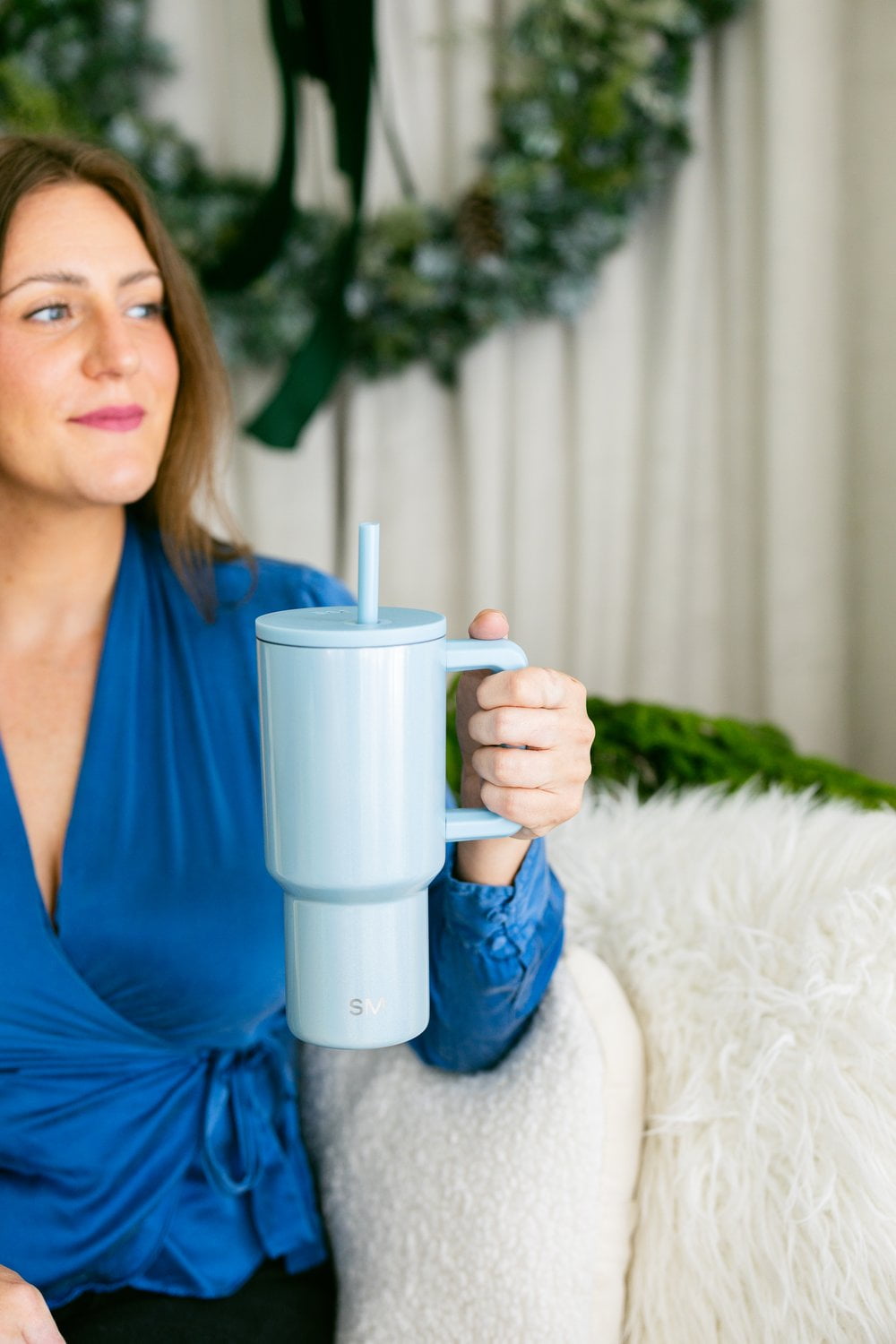 Simple Modern 30 fl oz Insulated Stainless Steel Trek Tumbler with Straw Lid | Seaglass Sage and Cream Checkmate - ON24