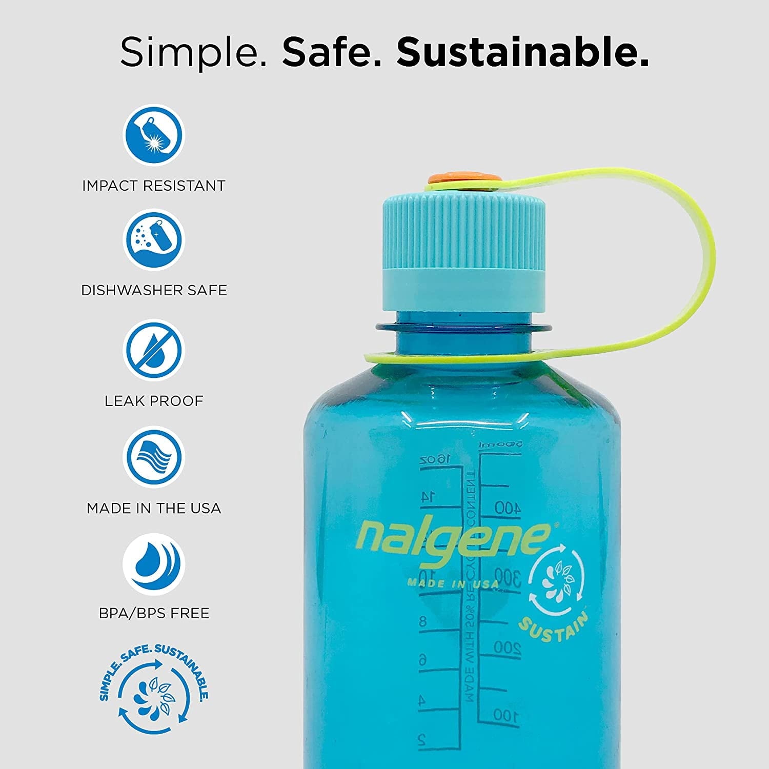 Nalgene Sustain 16 oz. Narrow Mouth Water Bottle - Cornflower Blue - NR6Z