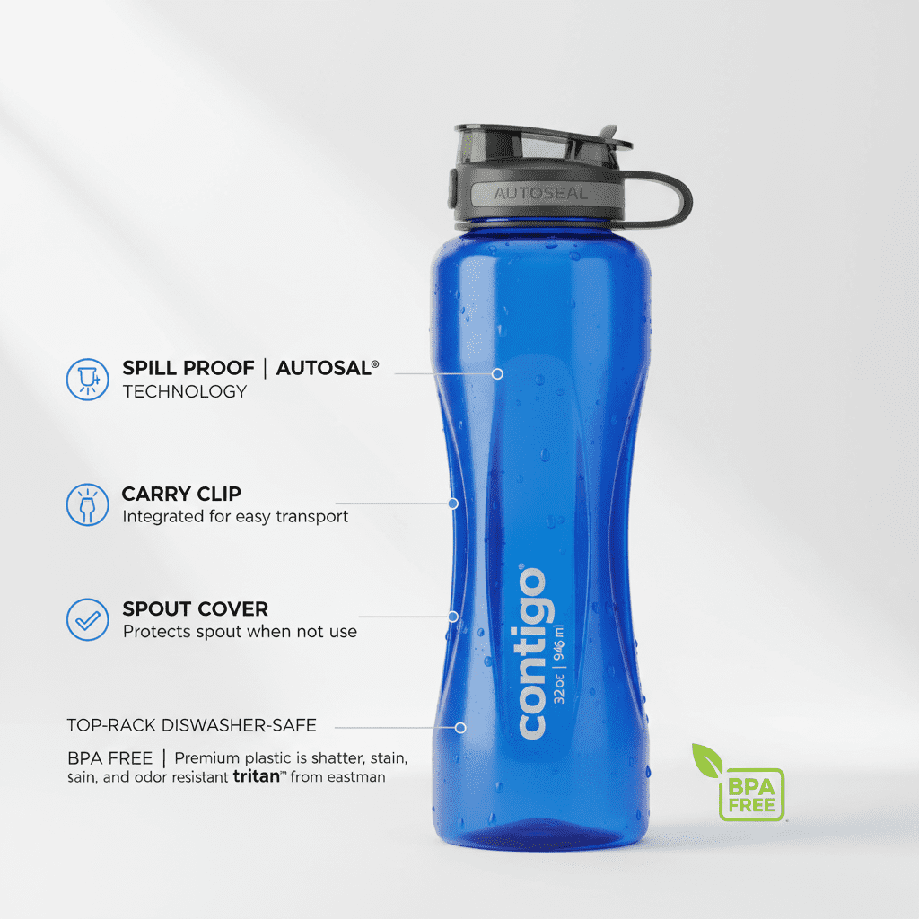 Contigo 32oz AutoSeal Fit Water Bottle 2-Pack Sangria Juniper New Damaged Box - J6P9