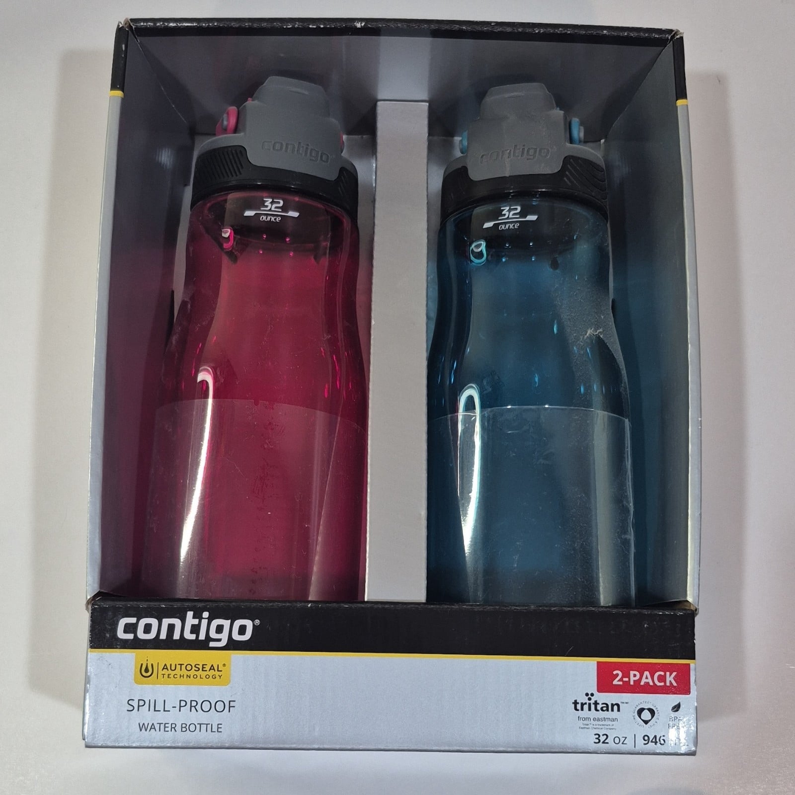 Contigo 32oz AutoSeal Fit Water Bottle 2-Pack Sangria Juniper New Damaged Box - J6P9