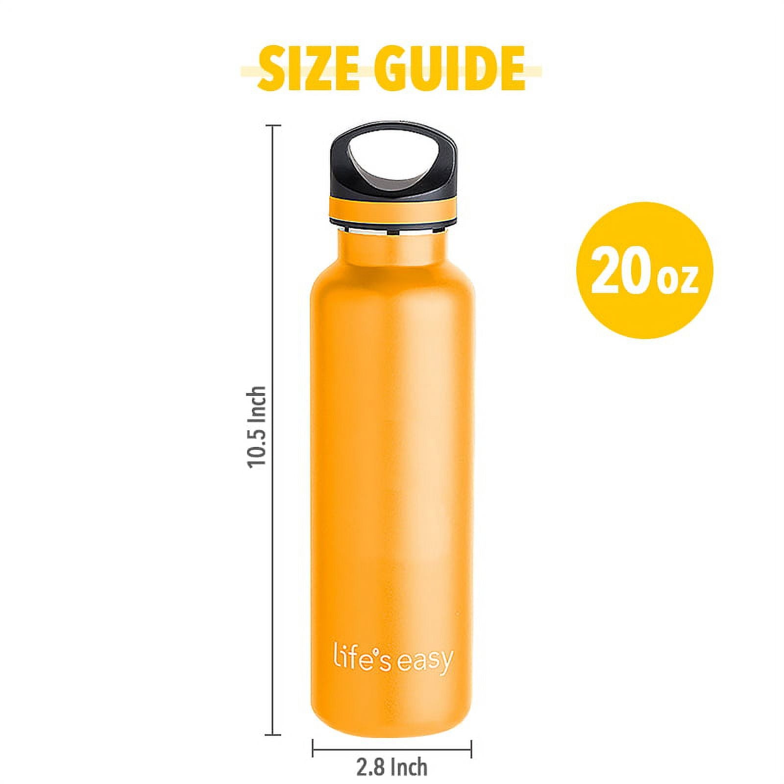 LIFE'S EASY 20 oz. Sports Insulated Water Bottle with Lid. Stainless Steel Vacuum Double Wall Thermo for Modern Hot and Cold Drinks, Simple Metal Hydro Canteen for Travel Men and Women (White) - E4W5