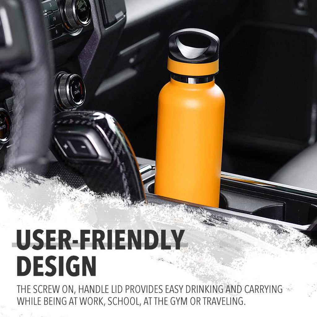 LIFE'S EASY 20 oz. Sports Insulated Water Bottle with Lid. Stainless Steel Vacuum Double Wall Thermo for Modern Hot and Cold Drinks, Simple Metal Hydro Canteen for Travel Men and Women (White) - E4W5