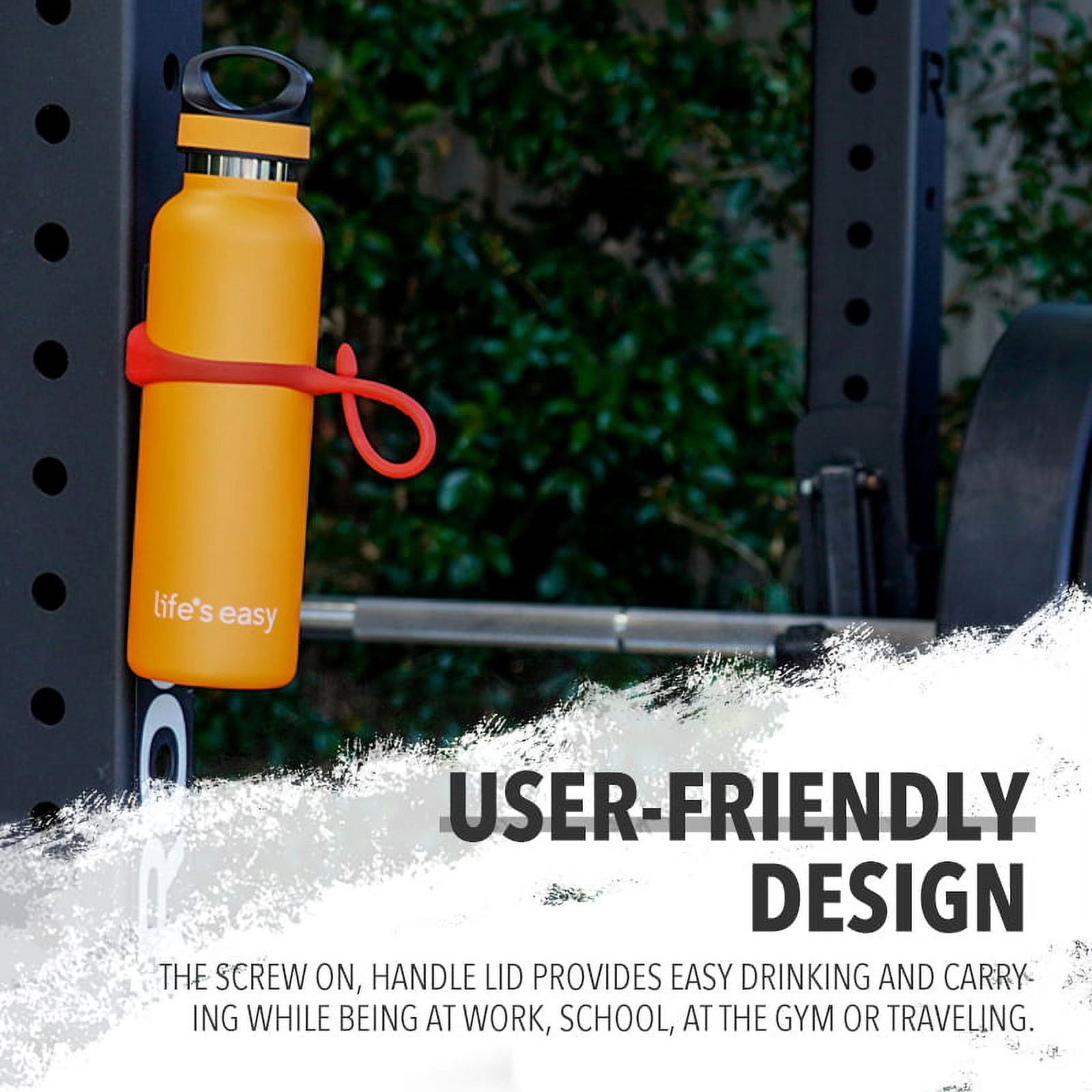 LIFE'S EASY 20 oz. Sports Insulated Water Bottle with Lid. Stainless Steel Vacuum Double Wall Thermo for Modern Hot and Cold Drinks, Simple Metal Hydro Canteen for Travel Men and Women (White) - E4W5