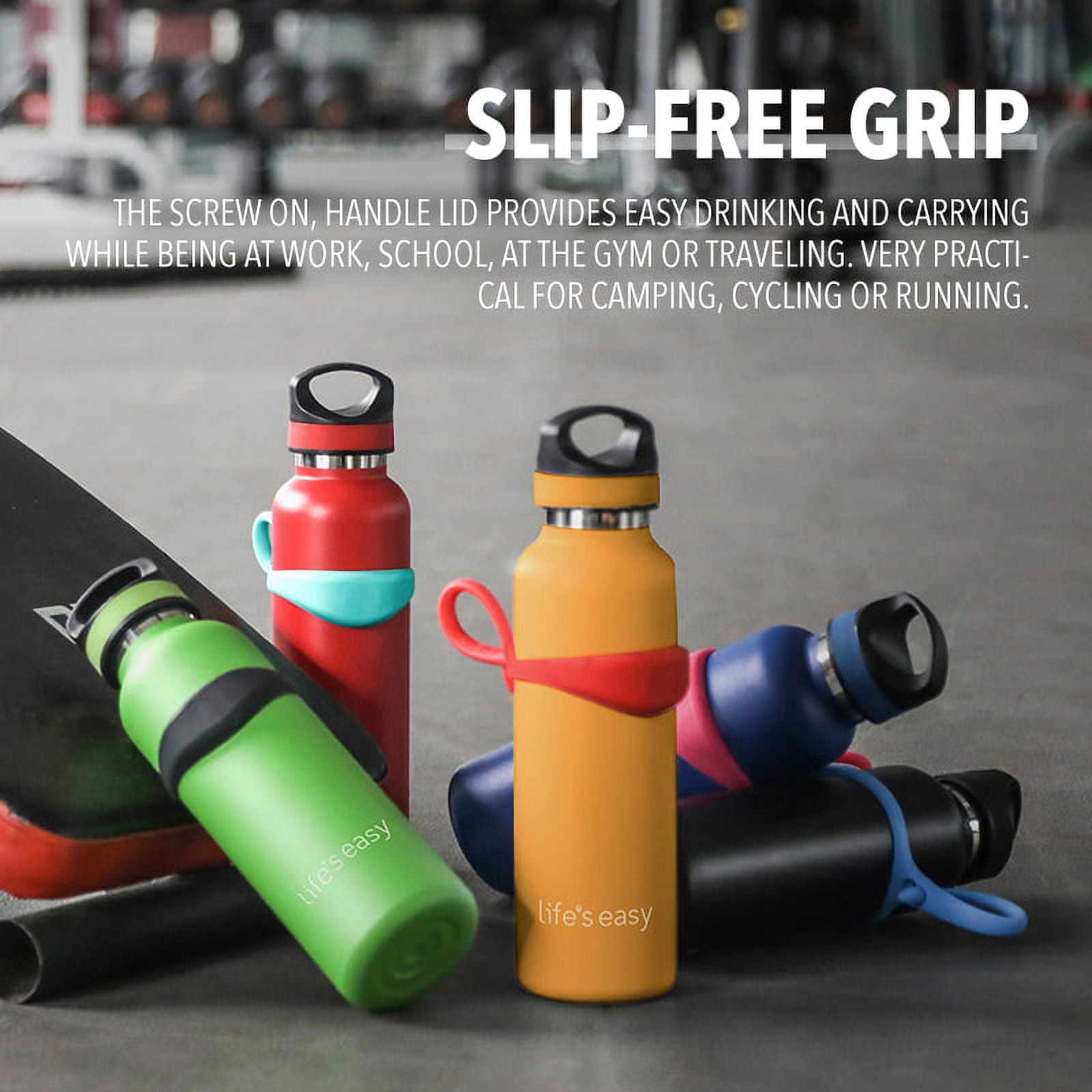 LIFE'S EASY 20 oz. Sports Insulated Water Bottle with Lid. Stainless Steel Vacuum Double Wall Thermo for Modern Hot and Cold Drinks, Simple Metal Hydro Canteen for Travel Men and Women (White) - E4W5