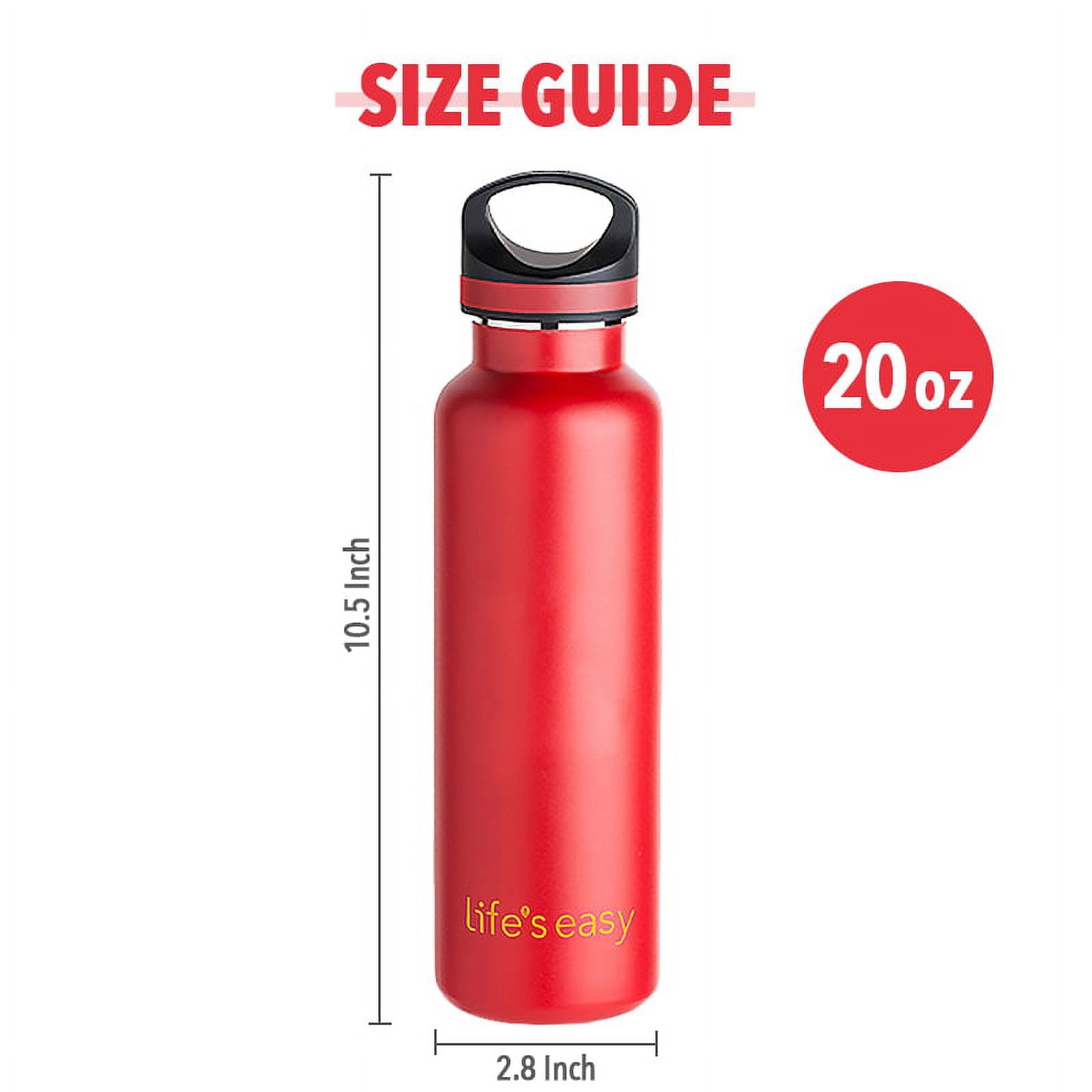 LIFE'S EASY 20 oz. Sports Insulated Water Bottle with Lid. Stainless Steel Vacuum Double Wall Thermo for Modern Hot and Cold Drinks, Simple Metal Hydro Canteen for Travel Men and Women (White) - E4W5