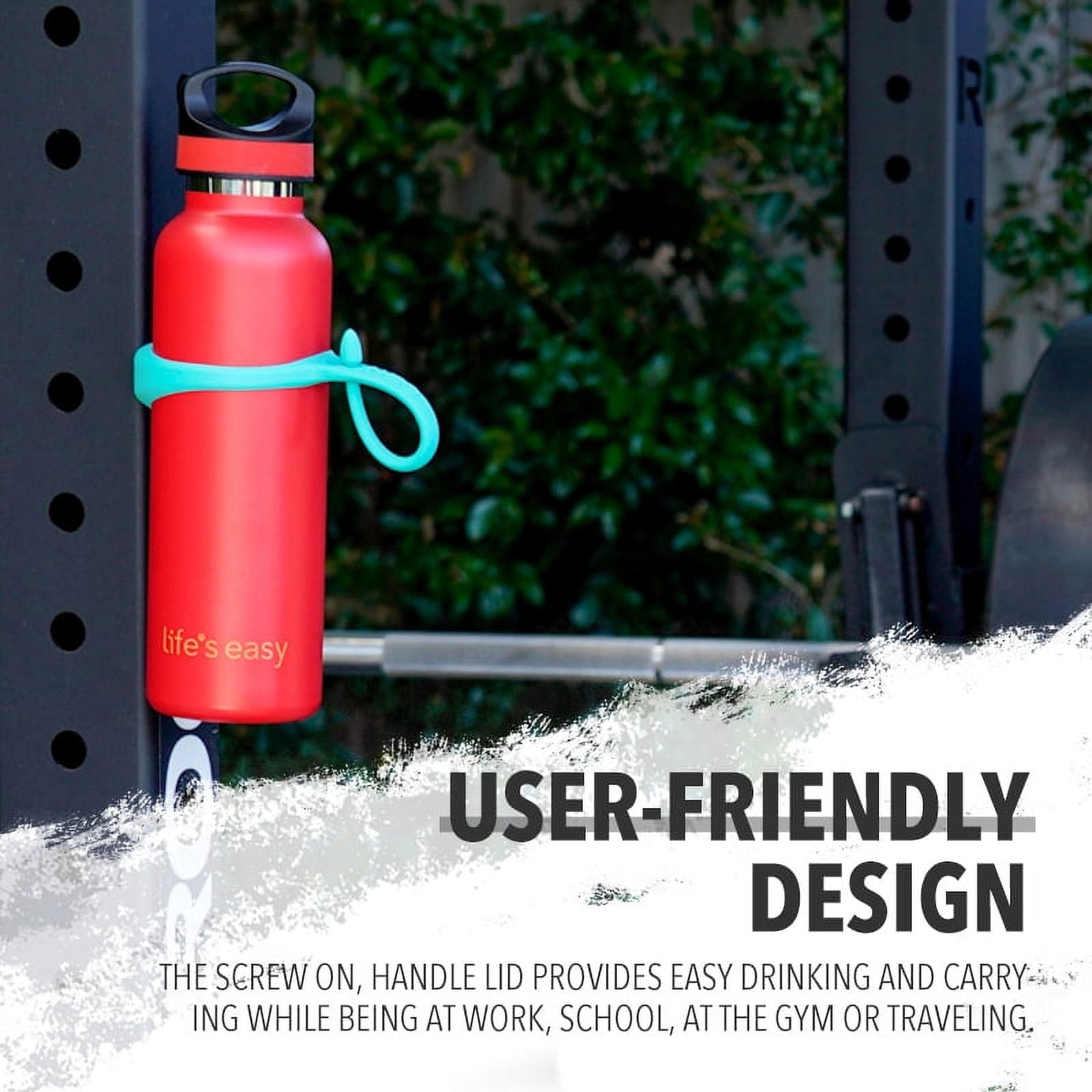 LIFE'S EASY 20 oz. Sports Insulated Water Bottle with Lid. Stainless Steel Vacuum Double Wall Thermo for Modern Hot and Cold Drinks, Simple Metal Hydro Canteen for Travel Men and Women (White) - E4W5