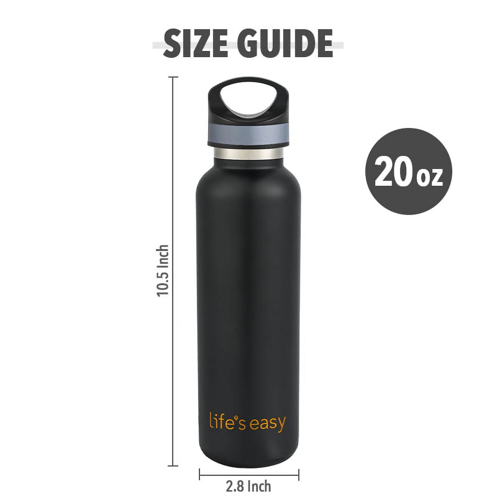 LIFE'S EASY 20 oz. Sports Insulated Water Bottle with Lid. Stainless Steel Vacuum Double Wall Thermo for Modern Hot and Cold Drinks, Simple Metal Hydro Canteen for Travel Men and Women (White) - E4W5