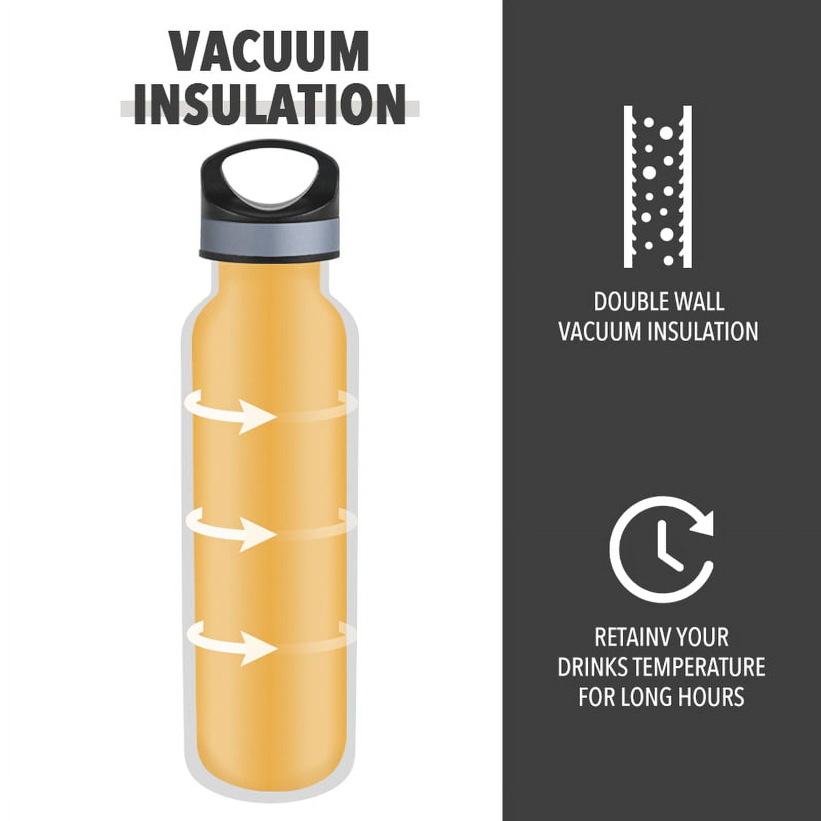 LIFE'S EASY 20 oz. Sports Insulated Water Bottle with Lid. Stainless Steel Vacuum Double Wall Thermo for Modern Hot and Cold Drinks, Simple Metal Hydro Canteen for Travel Men and Women (White) - E4W5