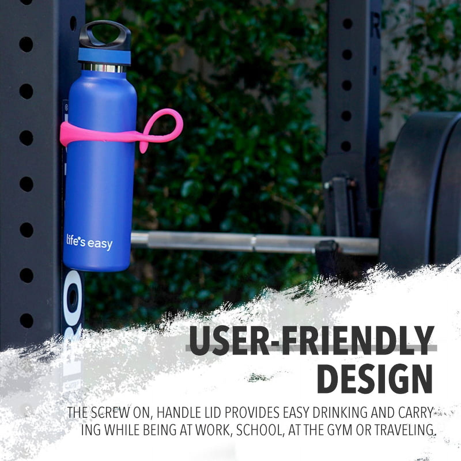 LIFE'S EASY 20 oz. Sports Insulated Water Bottle with Lid. Stainless Steel Vacuum Double Wall Thermo for Modern Hot and Cold Drinks, Simple Metal Hydro Canteen for Travel Men and Women (White) - E4W5