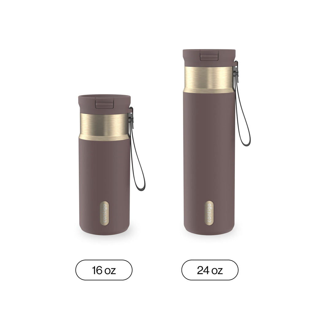 Contigo SnapSeal 16 oz Leakproof Stainless Steel Water Bottle with Carrying Strap - JI4G