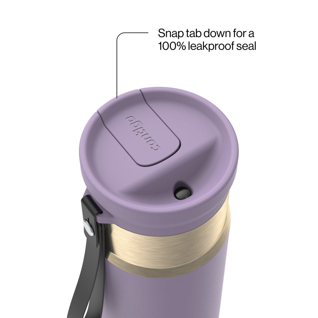 Contigo SnapSeal 16 oz Leakproof Stainless Steel Water Bottle with Carrying Strap - JI4G