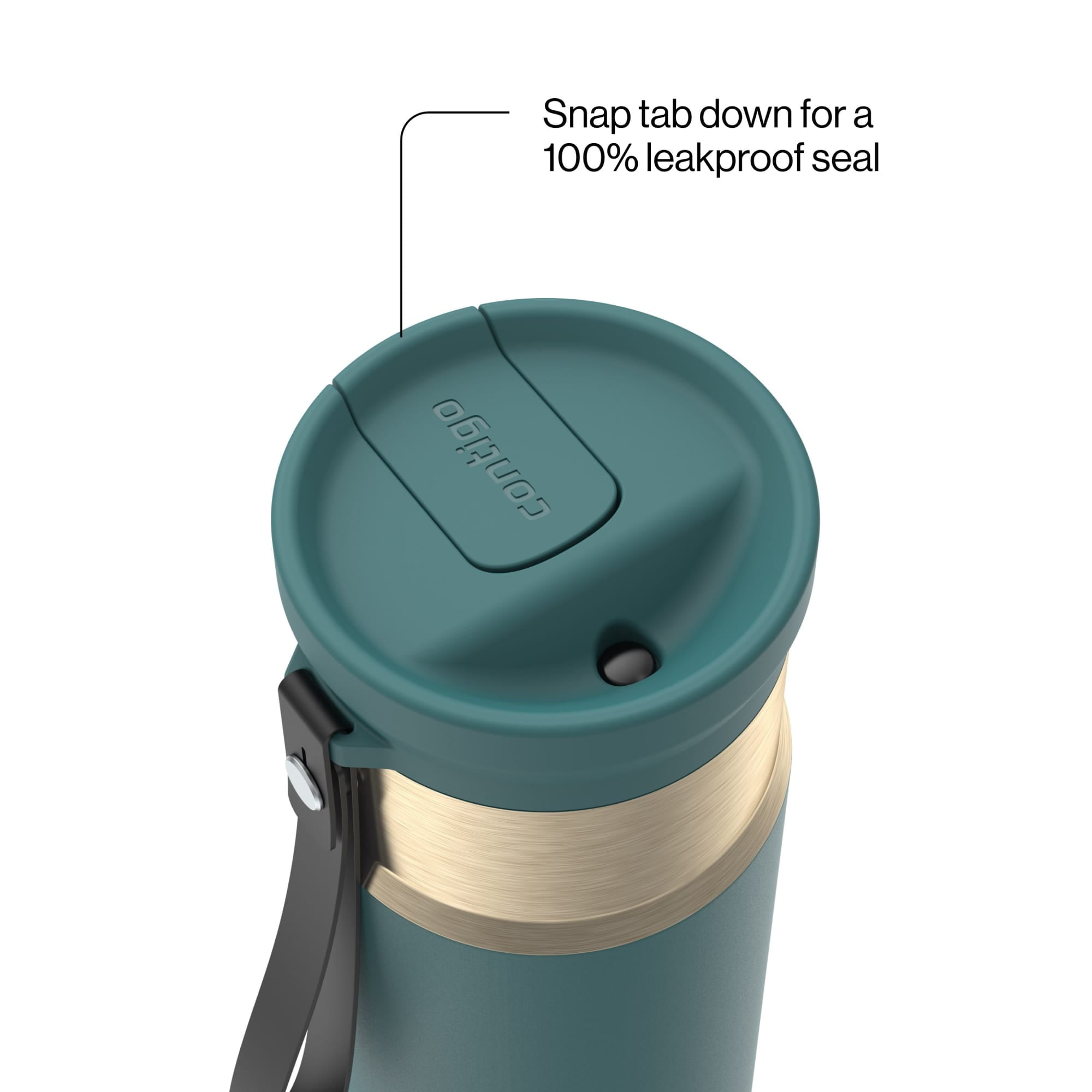 Contigo SnapSeal 16 oz Leakproof Stainless Steel Water Bottle with Carrying Strap - JI4G