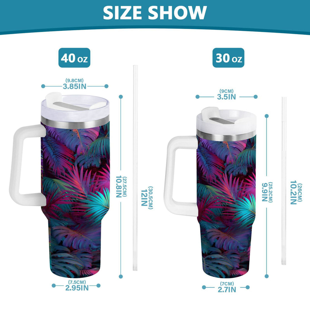 30 oz Insulated Stainless Steel Tumbler Double Wall Stainless Steel Tumbler with 2-Way Drinking Vibrant and Shimmering Jungle - ONP6